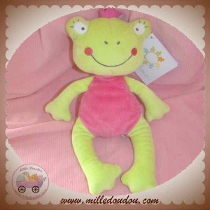 NICOTOY DOUDOU GRENOUILLE ROSE VERT SOS