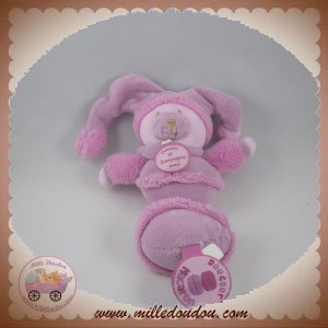 DOUDOU ET COMPAGNIE OURS ROSE VIOLET MAUVE HOCHET MACARON SOS