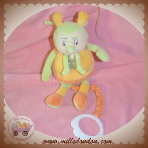 DOUDOU ET COMPAGNIE SOS COCCINELLE CHOCO MUSICAL ORANGE JAUNE VERT