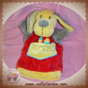 AJENA DOUDOU CHIEN JAUNE MARIONNETTE ROUGE BALLON SOS