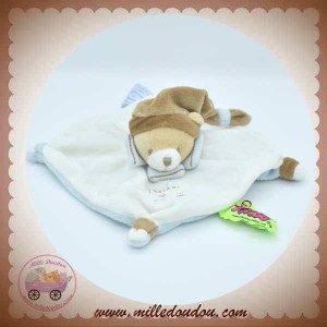 DOUDOU ET COMPAGNIE SOS OURS BEIGE PLAT BLANC BLEU MARRON TATOO