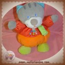 MOTS D'ENFANTS DOUDOU CHAT BOULE LOSANGE ROUGE ORANGE SOS