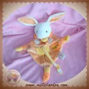 BABYNAT BABY NAT DOUDOU LAPIN ECRU PLAT LOSANGE ORANGE JAUNE ATTACHE TETINE SOS