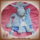 DOUDOU ET COMPAGNIE SOS LAPIN MARIONNETTE BLANC BLEU FLEUR TATOO 