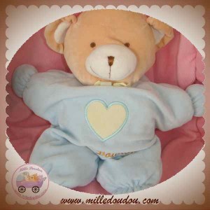 NOUNOURS DOUDOU OURS RANGE PYJAMA BLEU COEUR SOS