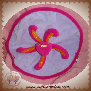 BADABULLE DOUDOU PIEUVRE ROSE ORANGE SUR ROND PLAT SOS