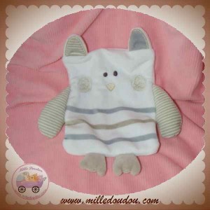 SOS DOUDOU CHIEN LOUP PLAT BLANC RAYE BEIGE