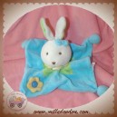 MAXITA DOUDOU LAPIN BLANC PLAT BLEU VERT FLEUR SOS