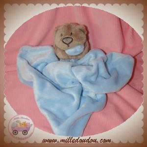 GEORGE SOS DOUDOU OURS MARRON MOUCHOIR BLEU