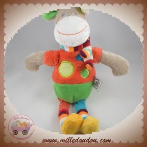 MOTS D'ENFANTS DOUDOU GIRAFE GRIS ROUGE ORANGE VERT ROND SOS 