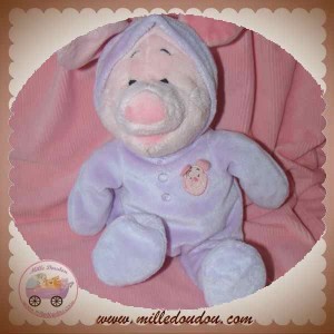 DISNEY DOUDOU PORCINET COCHON ROSE HABIT VIOLET SOS