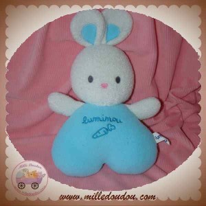 LUMINOU DOUDOU LAPIN BLANC FLUORESCENT BLEU CAROTTE SOS