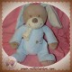 NICOTOY DOUDOU LAPIN TAUPE MARRON BLEU COUTURE SOS