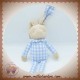 KLORANE DOUDOU LAPIN BEIGE CORPS VICHY BLEU SOS