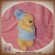 DISNEY DOUDOU OURS WINNIE JAUNE ALLONGE HABIT BLEU SOS