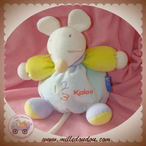 KALOO DOUDOU SOS SOURIS BLEU MAUVE JAUNE MOUSTACHE 123