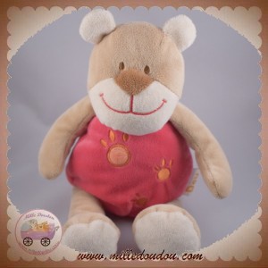 DOU KIDOU DOUDOU OURS BEIGE CORPS ROUGE EMPREINTES