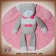 MUSTI MUSTELA DOUDOU OURS GRIS BLANC COL NOEUD ROSE SOS