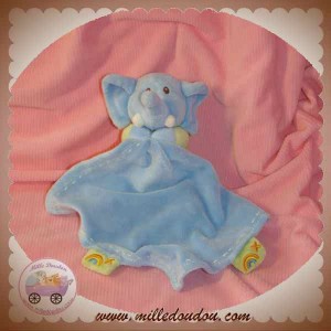 TOODO SOS DOUDOU ELEPHANT BLEU VERT JAUNE MOUCHOIR