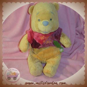 DISNEY SOS DOUDOU WINNIE L'OURSON JAUNE PULL ROSE FUSHIA