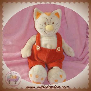 KIABI DOUDOU CHAT BEIGE SALOPETTE ROUGE ROUILLE SOS