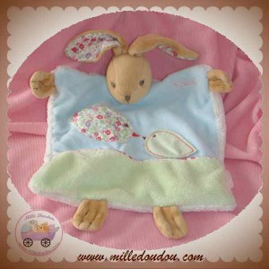 KALOO DOUDOU LAPIN LIBERTY PLAT BLEU VERT OISEAU SOS