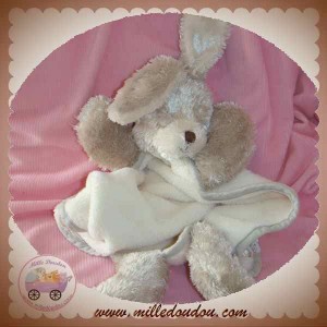 LA GALLERIA DOUDOU LAPIN TAUPE PLAT MOUCHOIR BLANC