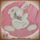 DOUDOU ET COMPAGNIE LAPIN BONBON PLAT BLANC TAUPE POIL RAS SOS