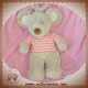 TEX DOUDOU SOURIS BEIGE MUSICAL T-SHIRT RAYE ROSE 27 cm SOS