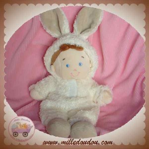 NICOTOY SOS DOUDOU POUPEE GARCON HABIT LAPIN ECRU BLANC