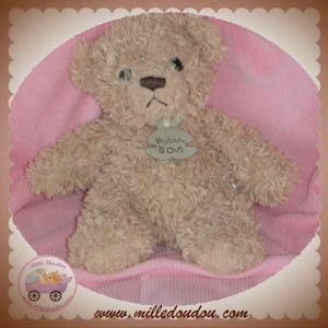 HISTOIRE D'OURS DOUDOU OURS BOUCLETTE POIL BEIGE MARRON SOS