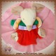 NOUNOURS DOUDOU SOURIS ECRU MARIONNETTE VERT ROUGE SOS