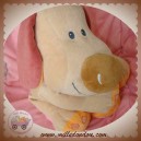 NATTOU DOUDOU CHIEN BEIGE BO ORANGE ALLONGE BILLES 33 cm SOS