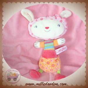 COROLLE SOS DOUDOU LAPIN BLANC CORPS ORANGE FLEUR ROSE