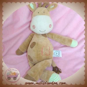 HABITAT DOUDOU CHEVAL ANE BEIGE MARRON HOCHET SOS