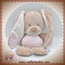 NATTOU DOUDOU LAPIN RIGOLO BEIGE QUASI PLAT ROSE NOEUD SOS