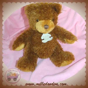 HISTOIRE D'OURS DOUDOU OURS ASSIS BOUCLETTE MARRON SOS