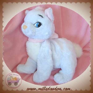 DISNEY DOUDOU CHAT MARIE ARISTOCHAT BLANC COLLIER ROSE SOS