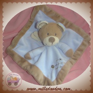 NICOTOY SOS DOUDOU OURS PLAT MARRON BLEU ECHARPE