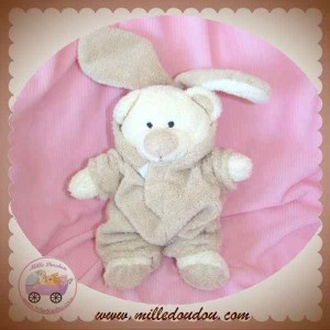 NICOTOY DOUDOU OURS ECRU DEGUISE EN LAPIN BEIGE SOS 