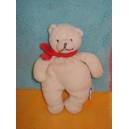 JACADI SOS DOUDOU OURS ECRU BLANC ECHARPE ROUGE