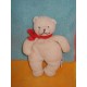 JACADI DOUDOU PELUCHE OURS ECRU BLANC ECHARPE ROUGE