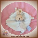 DOUDOU ET COMPAGNIE LAPIN BEIGE CORPS PLAT BLANC TAUPE COL GRIS TATOO