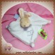 DOUDOU ET COMPAGNIE LAPIN BEIGE CORPS PLAT BLANC TAUPE COL GRIS TATOO