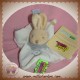 DOUDOU ET COMPAGNIE LAPIN BEIGE CORPS PLAT BLANC TAUPE COL GRIS TATOO