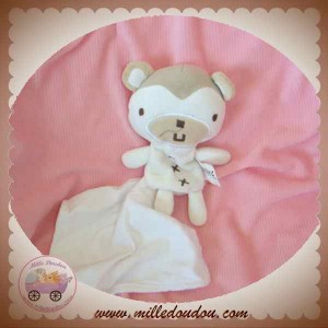 PORTICO DOUDOU OURS BLANC BEIGE MOUCHOIR BERLINGOT SOS