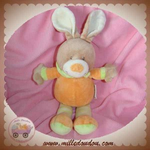 GRAIN DE BLE DOUDOU LAPIN BEIGE ORANGE VERT SOS