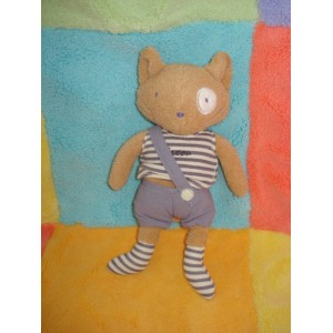 SERGENT MAJOR DOUDOU PELUCHE CHAT SOURIS MAXOU BEIGE SHORT MAUVE