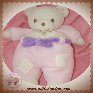 NOUNOURS SOS DOUDOU OURS BLANC MEUNIER ROSE CARRE