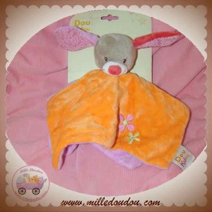 DOU KIDOU DOUDOU CHIEN LAPIN GRIS PLAT VIOLET ORANGE FLEUR SOS